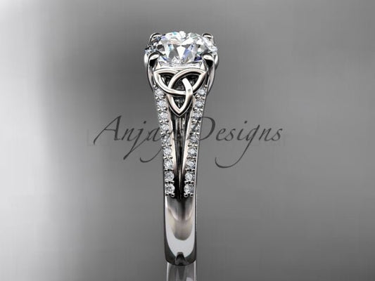 1 Carat Lab Grown Diamond Engagement Ring Celtic Round Brilliant Diamond Ring Celtic Knot Ring