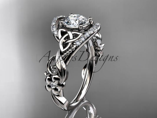 1 Carat Diamond Celtic Engagement Ring Trinity Knot Wedding Ring Nature Inspired IGI Certified