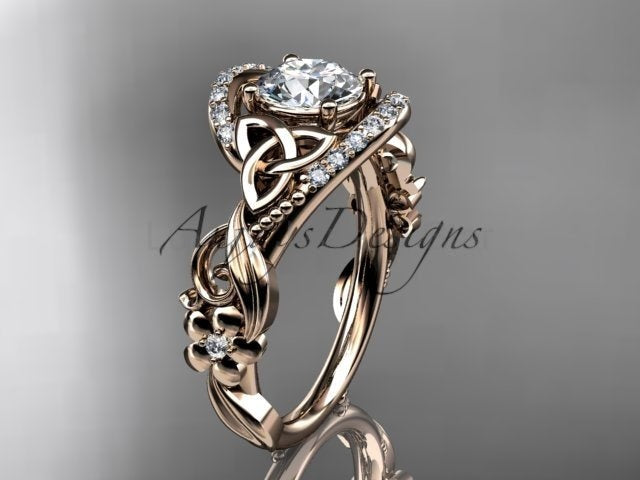 1 Carat Diamond Celtic Engagement Ring Trinity Knot Wedding Ring Nature Inspired IGI - image 11