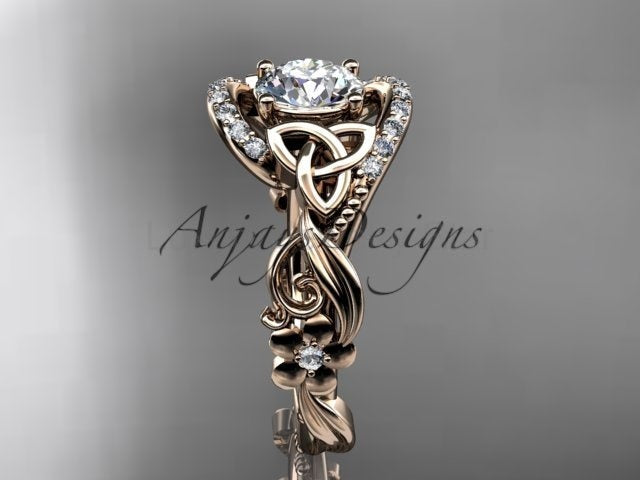 1 Carat Diamond Celtic Engagement Ring Trinity Knot Wedding Ring Nature Inspired IGI - image 12