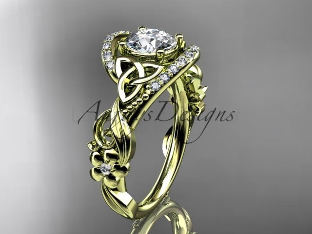 1 Carat Diamond Celtic Engagement Ring Trinity Knot Wedding Ring Nature Inspired IGI - image 6