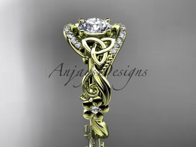 1 Carat Diamond Celtic Engagement Ring Trinity Knot Wedding Ring Nature Inspired IGI - image 7