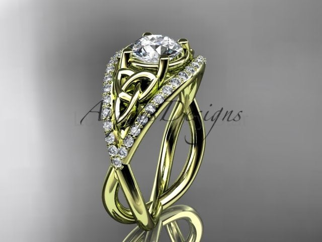 Celtic Knot Engagement Ring 1 Carat Lab Grown Round Diamond Unique Irish Diamond Wedding Ring