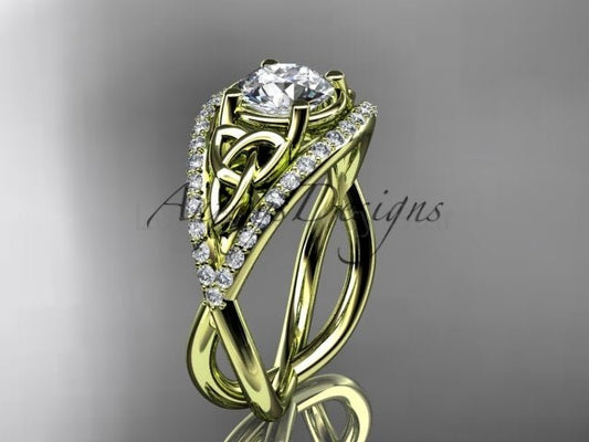Celtic Knot Engagement Ring 1 Carat Lab Grown Round Diamond Unique Irish Diamond Wedding Ring