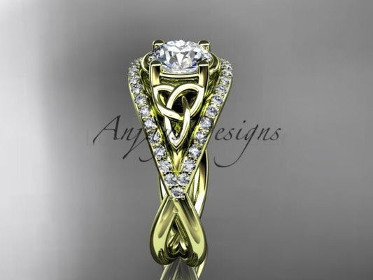 Celtic Knot Engagement Ring 1 Carat Lab Grown Round Diamond Unique Irish Diamond Wedding Ring