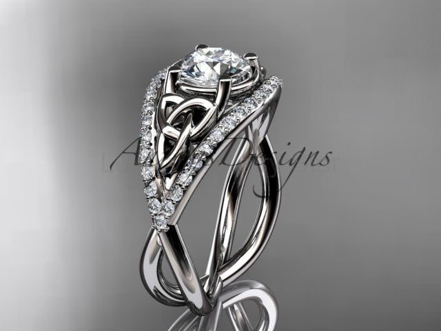 Celtic Knot Engagement Ring 1 Carat Lab Grown Round Diamond Unique Irish Diamond Wedding - image 6