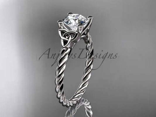 Celtic Engagement Ring Twisted Rope Ring 1 Carat Lab Grown Diamond Solitaire Braided Wedding