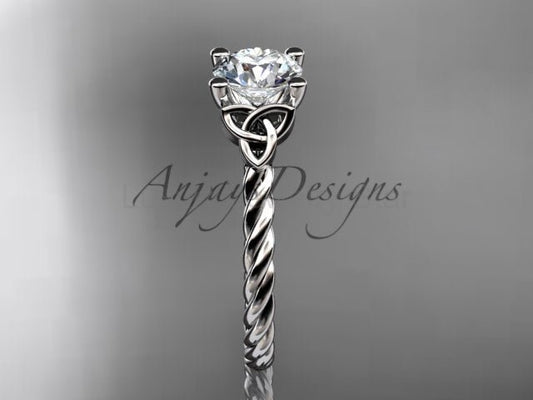 Celtic Engagement Ring Twisted Rope Ring 1 Carat Lab Grown Diamond Solitaire Braided Wedding
