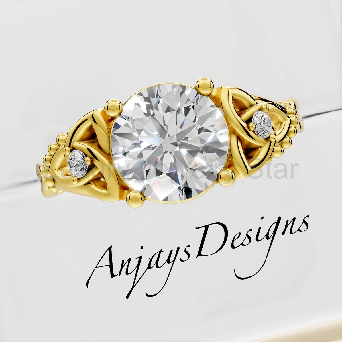 Celtic Engagement Ring 2 Carat Round Lab Grown Diamond Wedding Ring Celtic Knot Ring - image 4