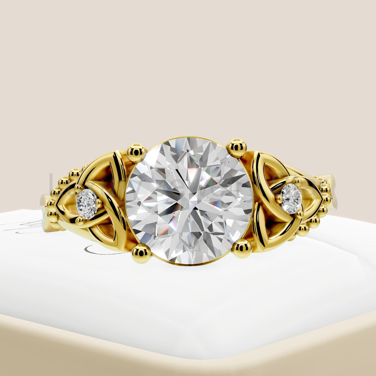 Celtic Engagement Ring 2 Carat Round Lab Grown Diamond Wedding Ring Celtic Knot Ring - image 5