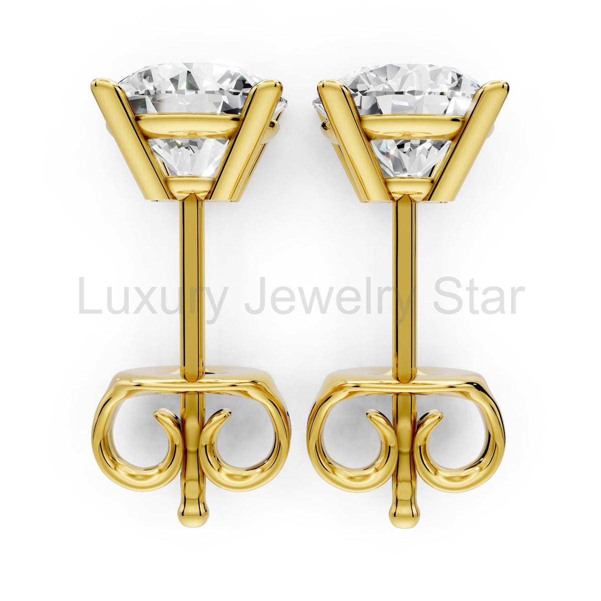 Diamond Earring Studs 14k Solid Gold Lab Grown 4 Prong Diamond Earrings For Women VS1 - image 10