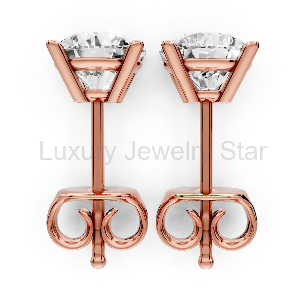 Diamond Earring Studs 14k Solid Gold Lab Grown 4 Prong Diamond Earrings For Women VS1 - image 13