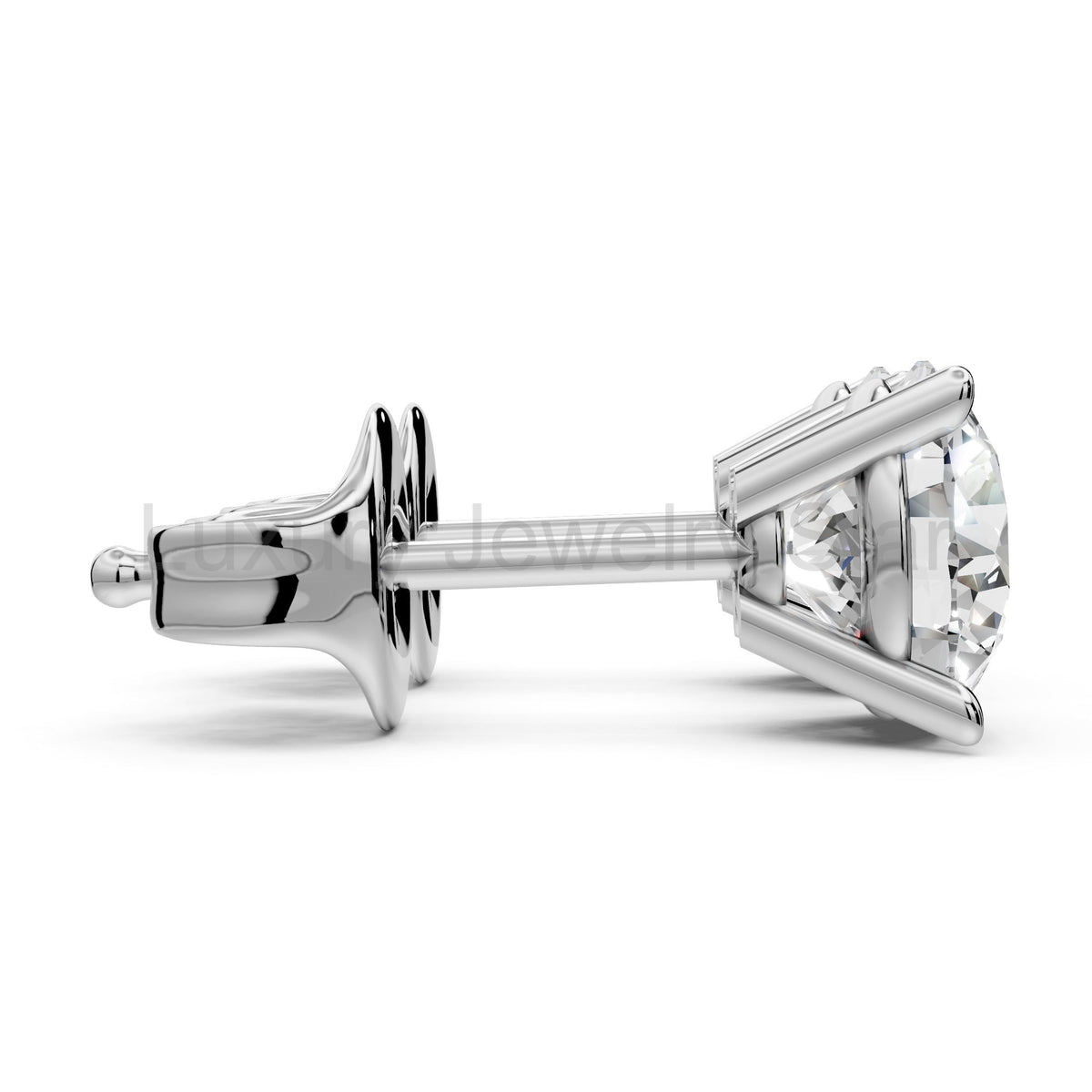 Diamond Earring Studs 14k Solid Gold Lab Grown 4 Prong Diamond Earrings For Women VS1 - image 3