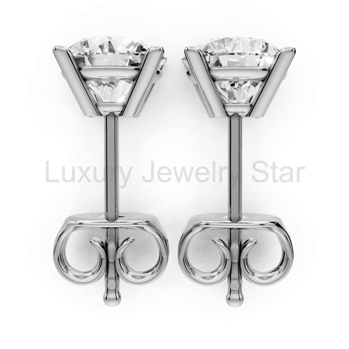 Diamond Earring Studs 14k Solid Gold Lab Grown 4 Prong Diamond Earrings For Women VS1 - image 5