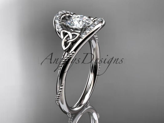 1 Carat Round Cut D VS1 Lab Grown Diamond Celtic Engagement Ring Trinity Knot Proposal Ring Dainty Ring