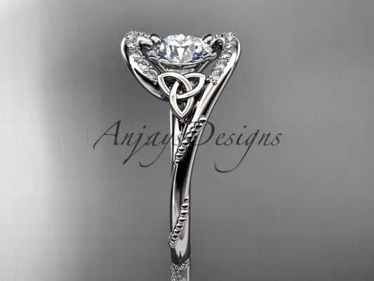 1 Carat Round Cut D VS1 Lab Grown Diamond Celtic Engagement Ring Trinity Knot Proposal Ring Dainty Ring