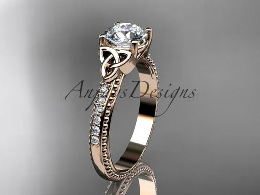 1 Carat D VS1 Round Brilliant Cut Lab Grown Diamond Celtic Engagement Ring Trinity Knot CVD Lab Created