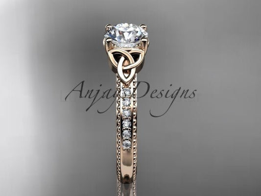 1 Carat D VS1 Round Brilliant Cut Lab Grown Diamond Celtic Engagement Ring Trinity Knot CVD Lab Created