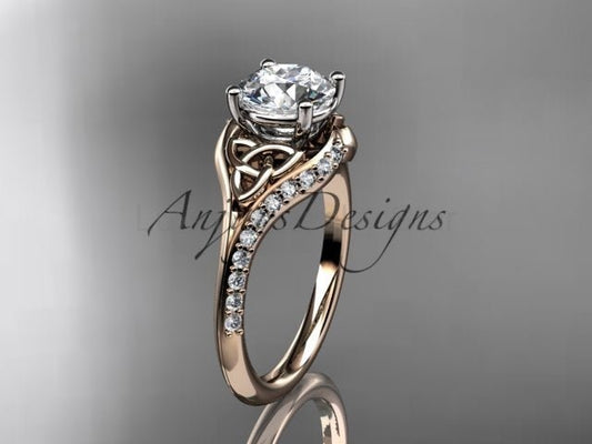 1 Carat Round Brilliant Lab Grown Diamond Celtic Engagement Ring Trinity Knot Symbol Ring