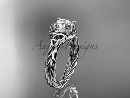1 Carat Round Lab Grown Diamond Celtic Engagement Ring Rope Triquetra Braided Wedding Ring