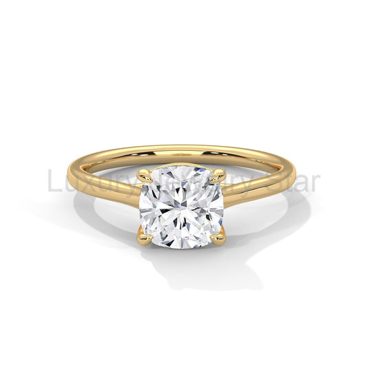 1 Carat Cushion Cut IGI Certified Lab Grown Diamond Solitaire Engagement Ring