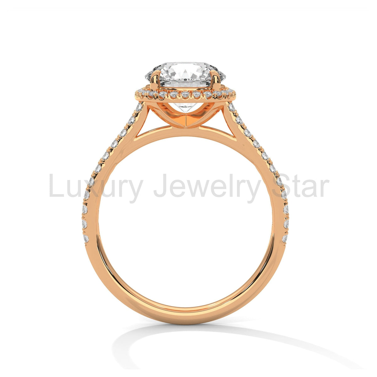 2 Carat Round Cut Lab Grown Diamond Halo Engagement Ring 4 Prong Eagle Claw Ring - image 3