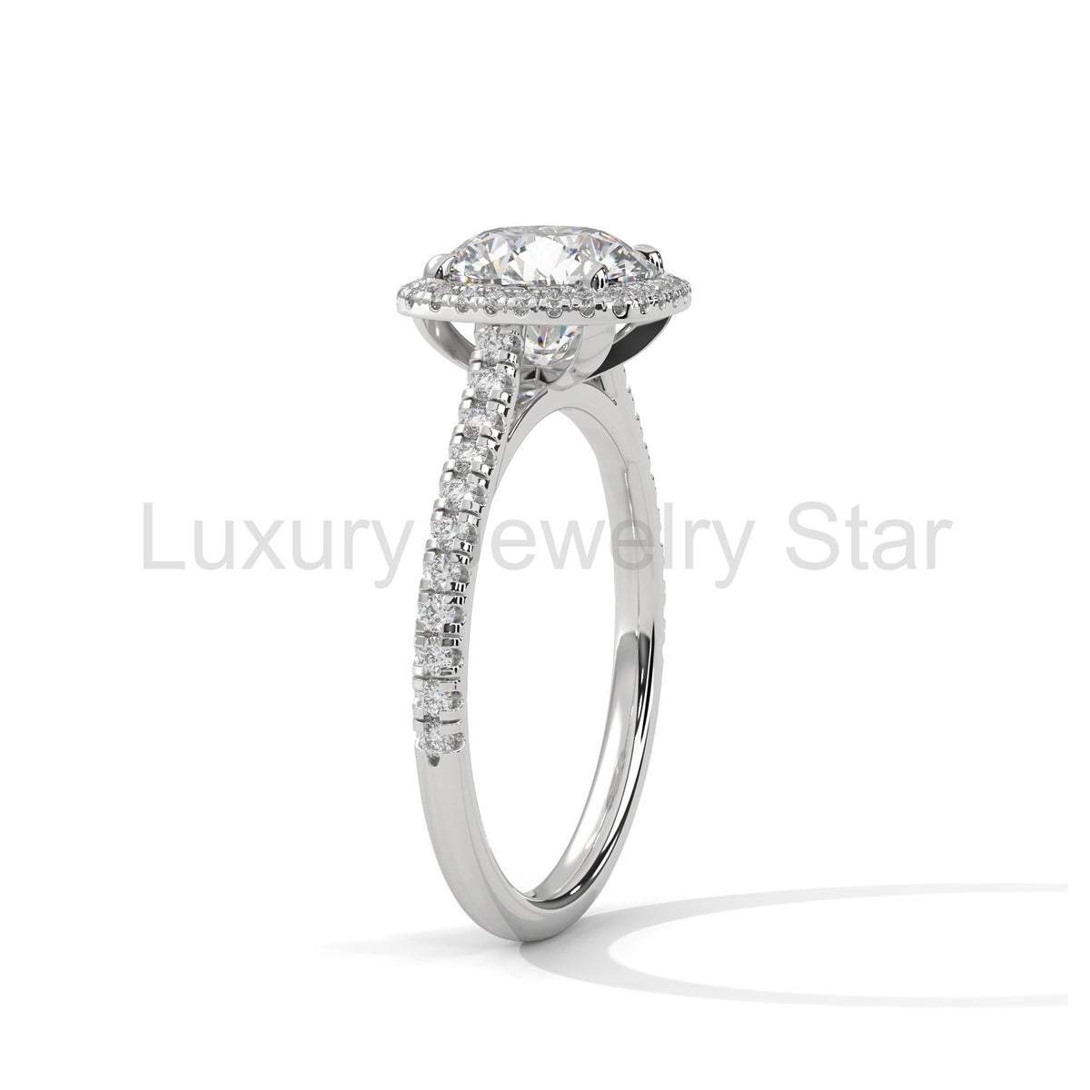 2 Carat Round Cut Lab Grown Diamond Halo Engagement Ring 4 Prong Eagle Claw Ring - image 5