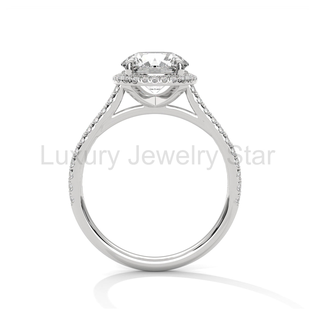 2 Carat Round Cut Lab Grown Diamond Halo Engagement Ring 4 Prong Eagle Claw Ring - image 6