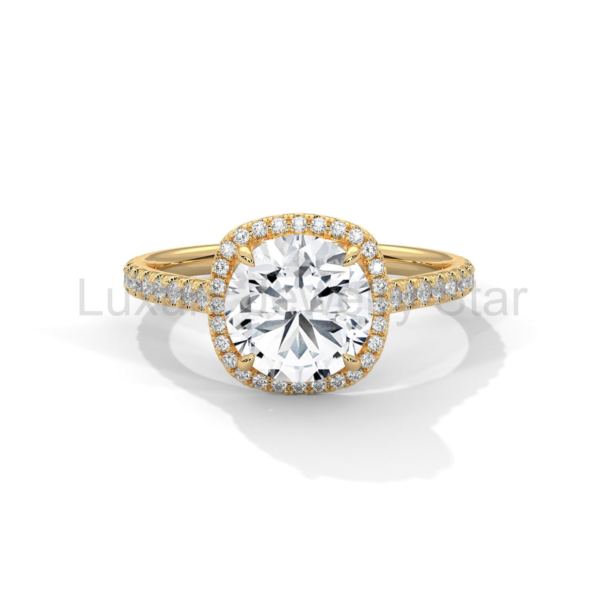 2 Carat Round Cut Lab Grown Diamond Halo Engagement Ring 4 Prong Eagle Claw Ring - image 7