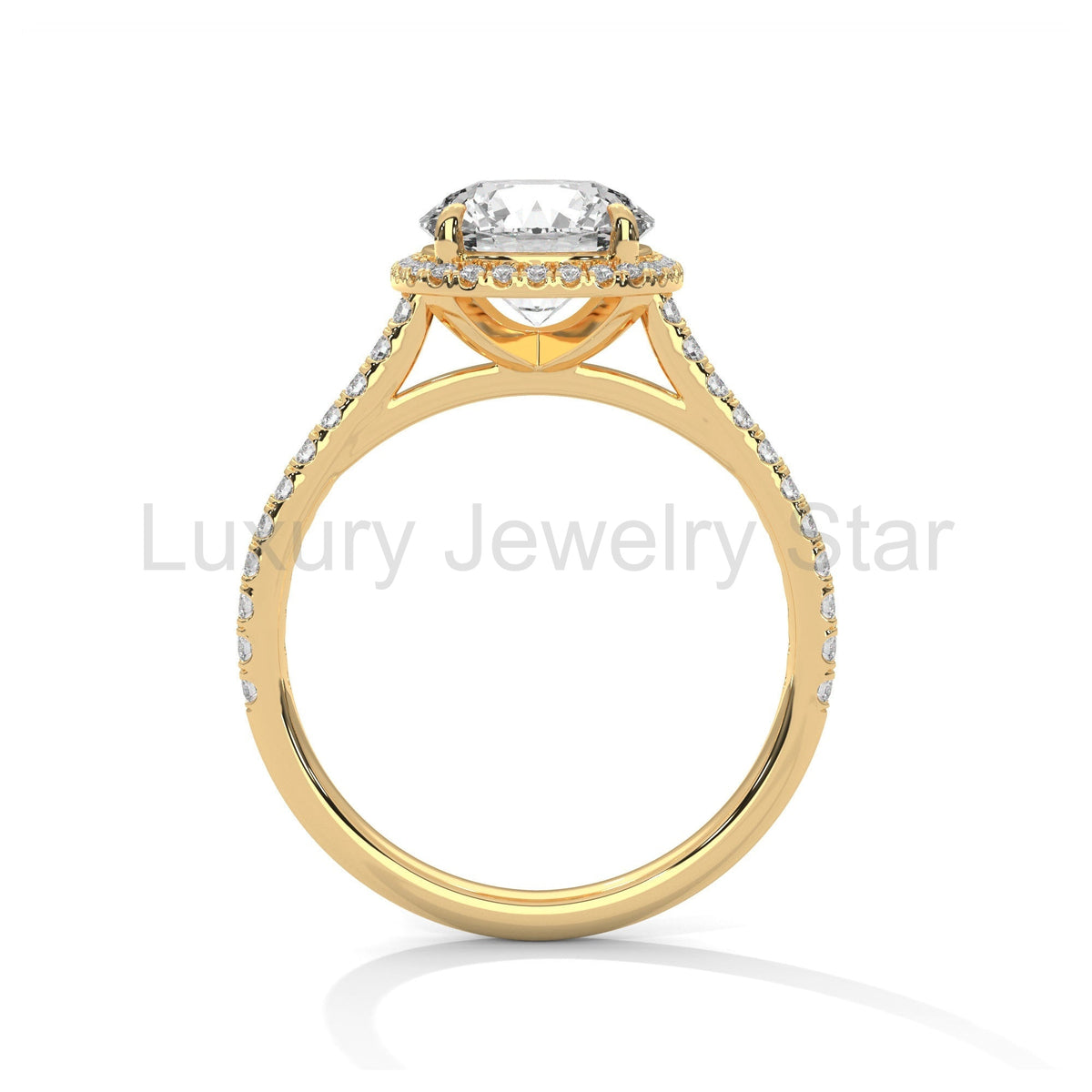 2 Carat Round Cut Lab Grown Diamond Halo Engagement Ring 4 Prong Eagle Claw Ring - image 9