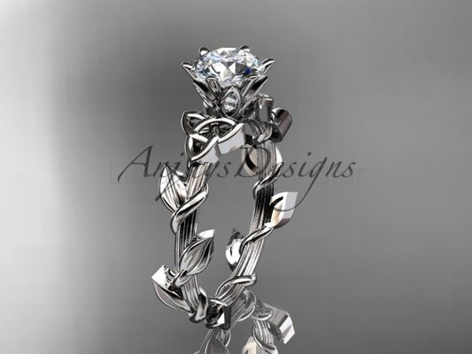 Nature Inspired Celtic Engagement Ring 1 Carat Diamond Trinity Knot Nature Ring IGI Certified