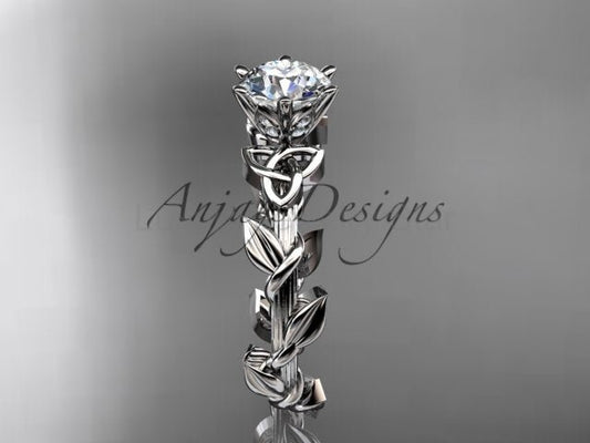 Nature Inspired Celtic Engagement Ring 1 Carat Diamond Trinity Knot Nature Ring IGI Certified
