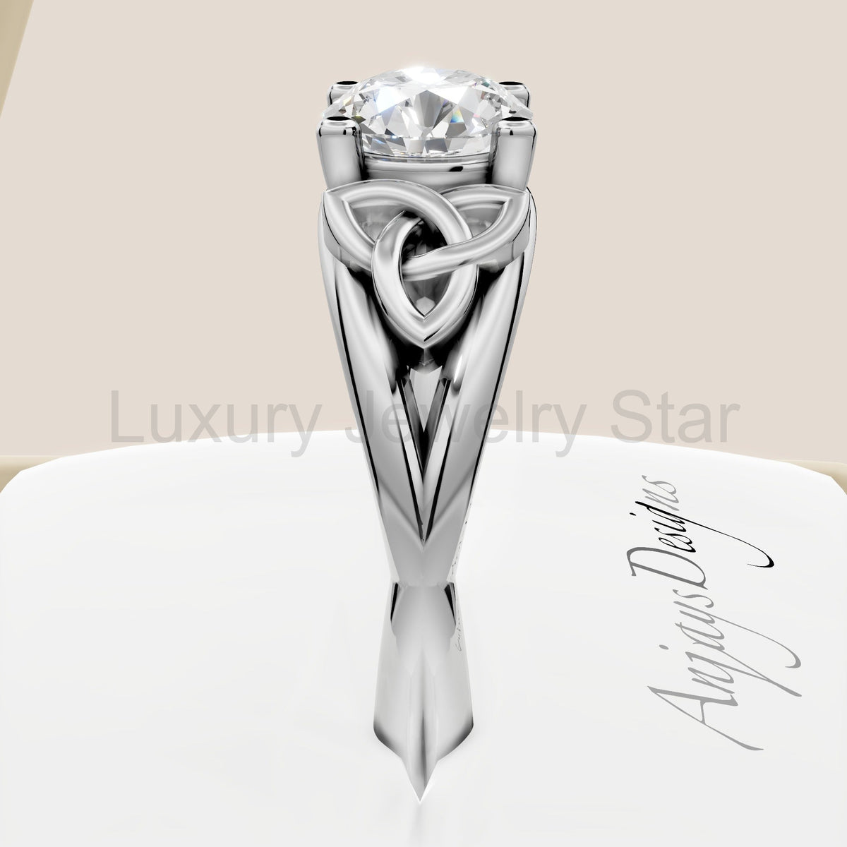 Dainty Celtic Engagement Ring IGI Certified 1 CT Round Lab Grown Diamond Wedding Ring - image 5