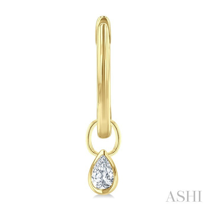 Pear Shape Bezel Set Diamond Huggie Fashion Earrings