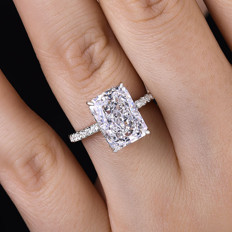 Radiant Cut White Stone White Gold Solitaire Ring