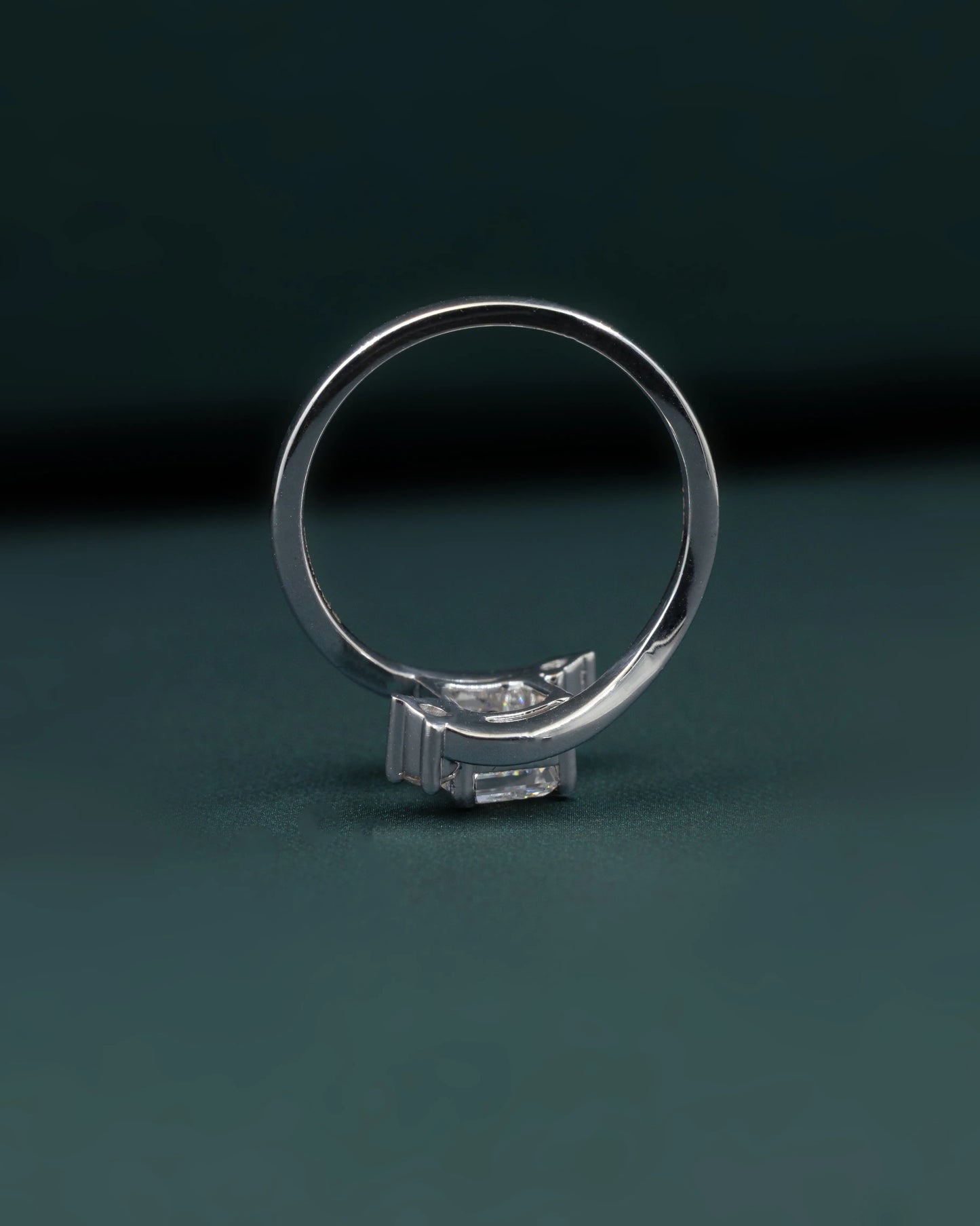 1.16 CTW Emerald Cut Lab-Grown Diamond Bypass Ring