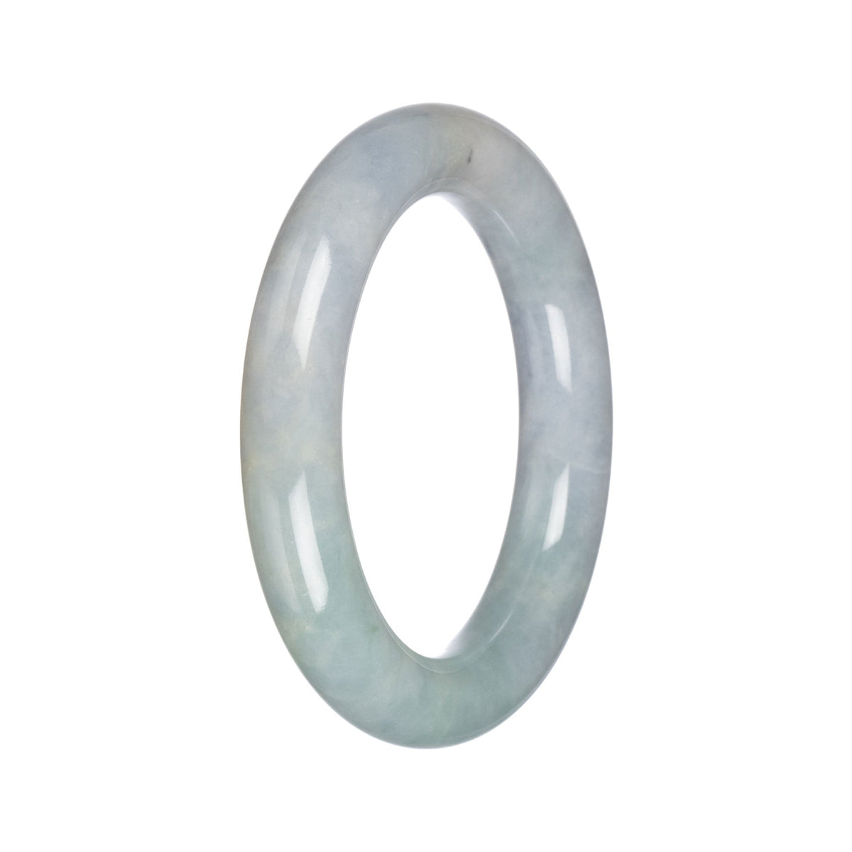 Natural Light Grey with Light Green Jadeite Bangle - 57mm Round