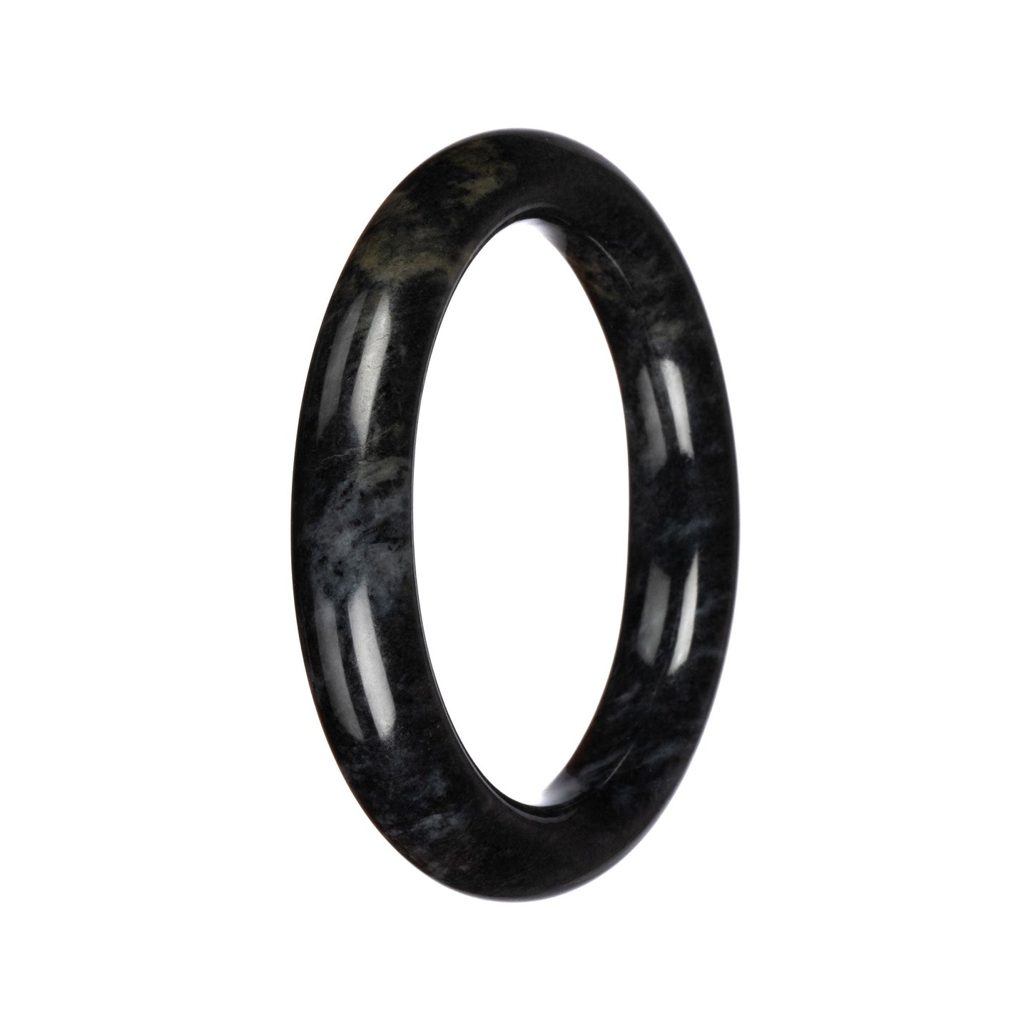 Grade A Black Jadeite Jade Bangle - 60mm Round