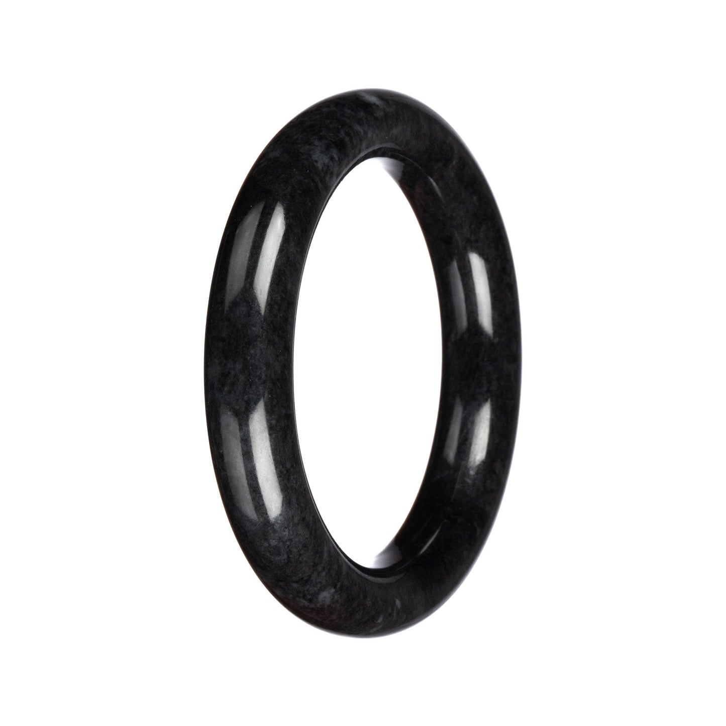 Grade A Black Jadeite Jade Bangle - 60mm Round