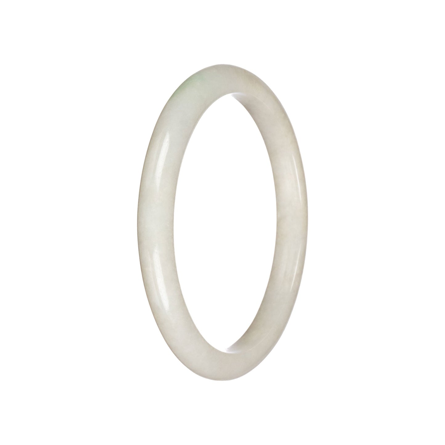 Grade A White Burma Jade Bangle - 63mm Semi Round
