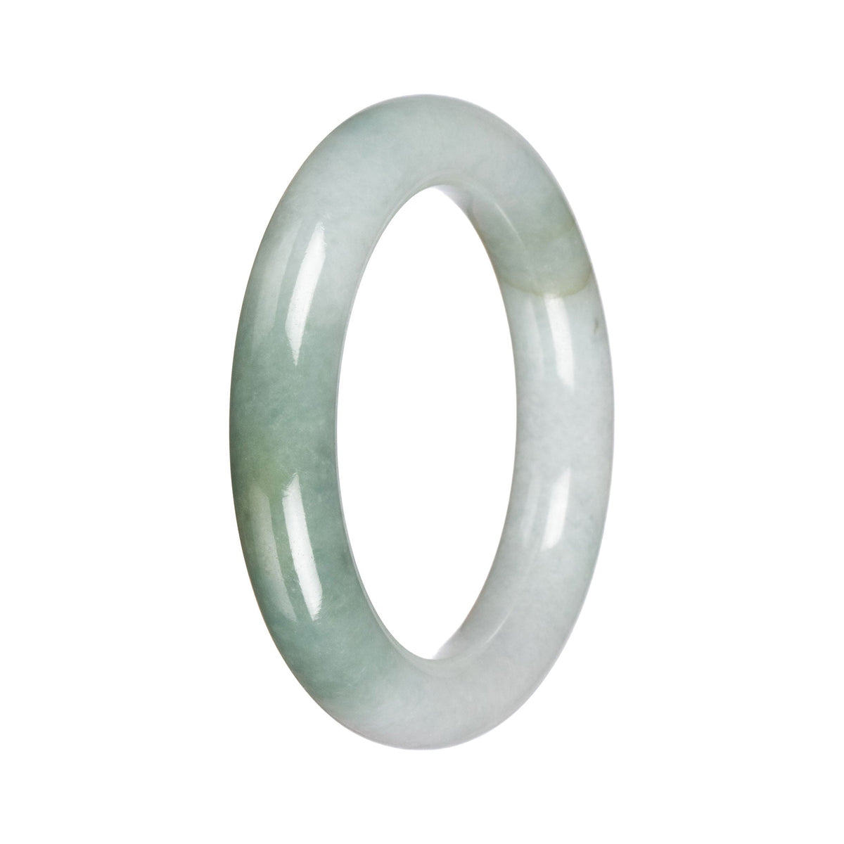 Grade A Pale Green with Green Burmese Jade Bangle - 57mm Round