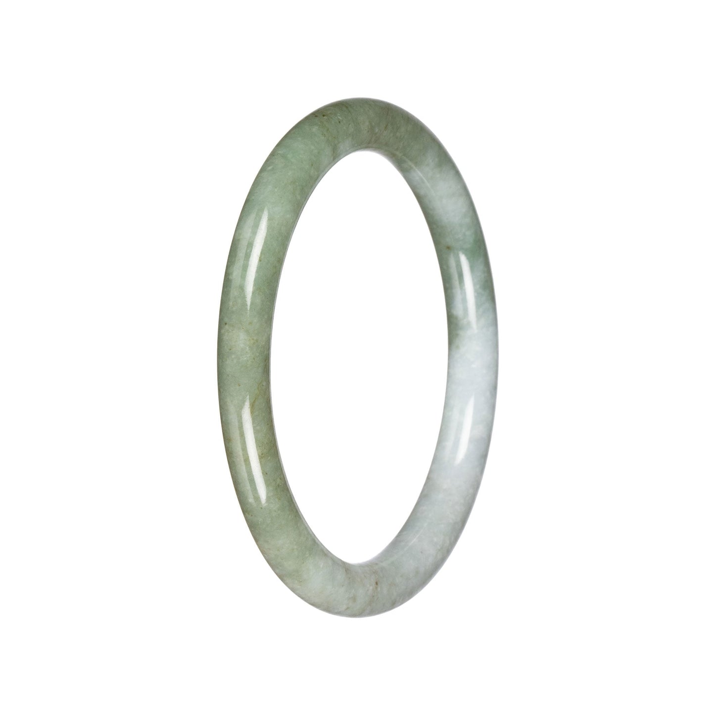 Untreated Pale Green and Green Pattern Jadeite Jade Bangle - 63mm Petite Round