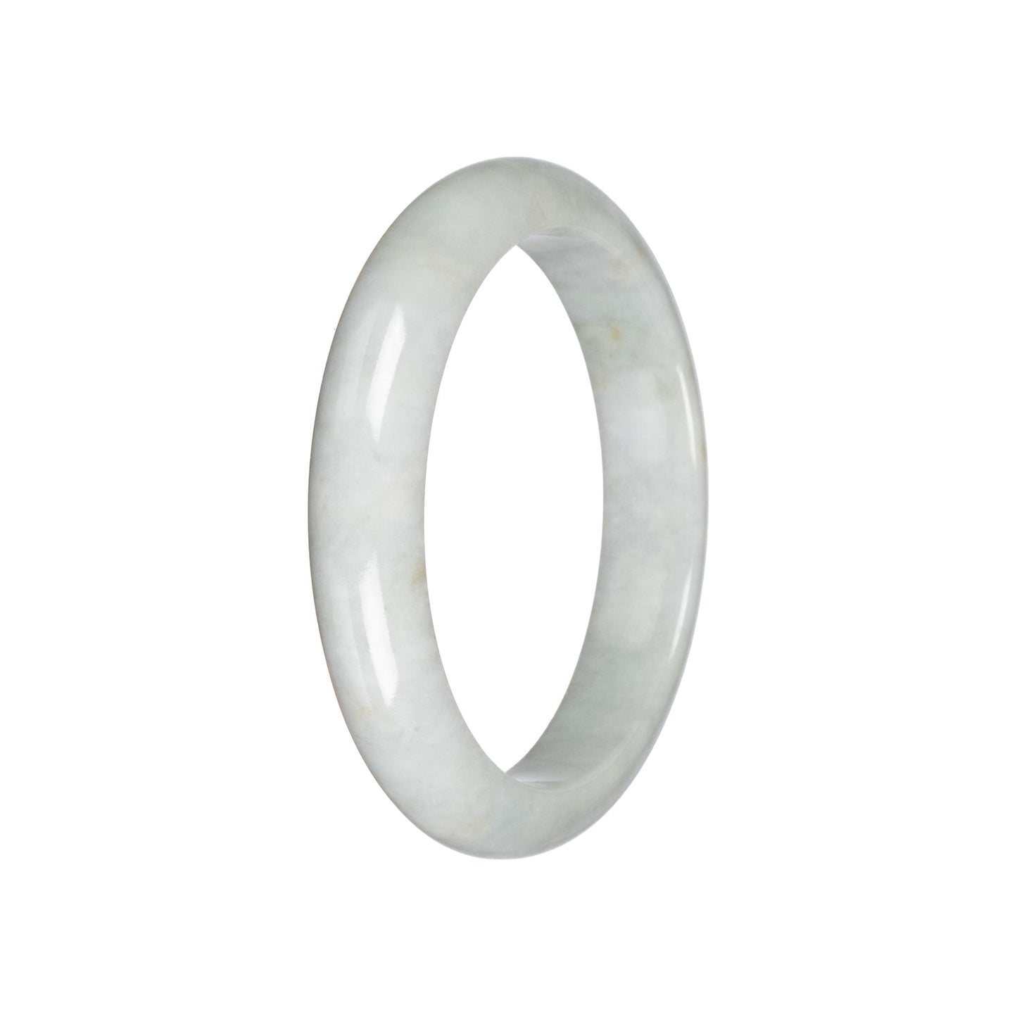 Untreated Pale Green Traditional Jade Bangle - 59mm Half Moon