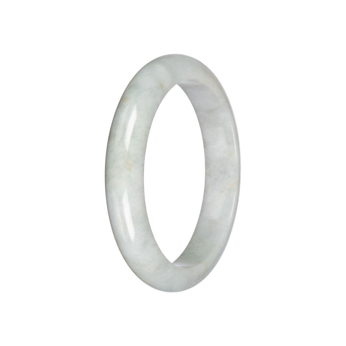 Untreated Pale Green Traditional Jade Bangle - 59mm Half Moon
