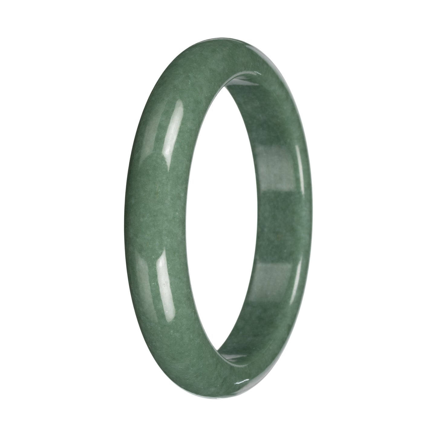Green Burmese Jade Bangle Bracelet – Half Moon (56mm–63mm)