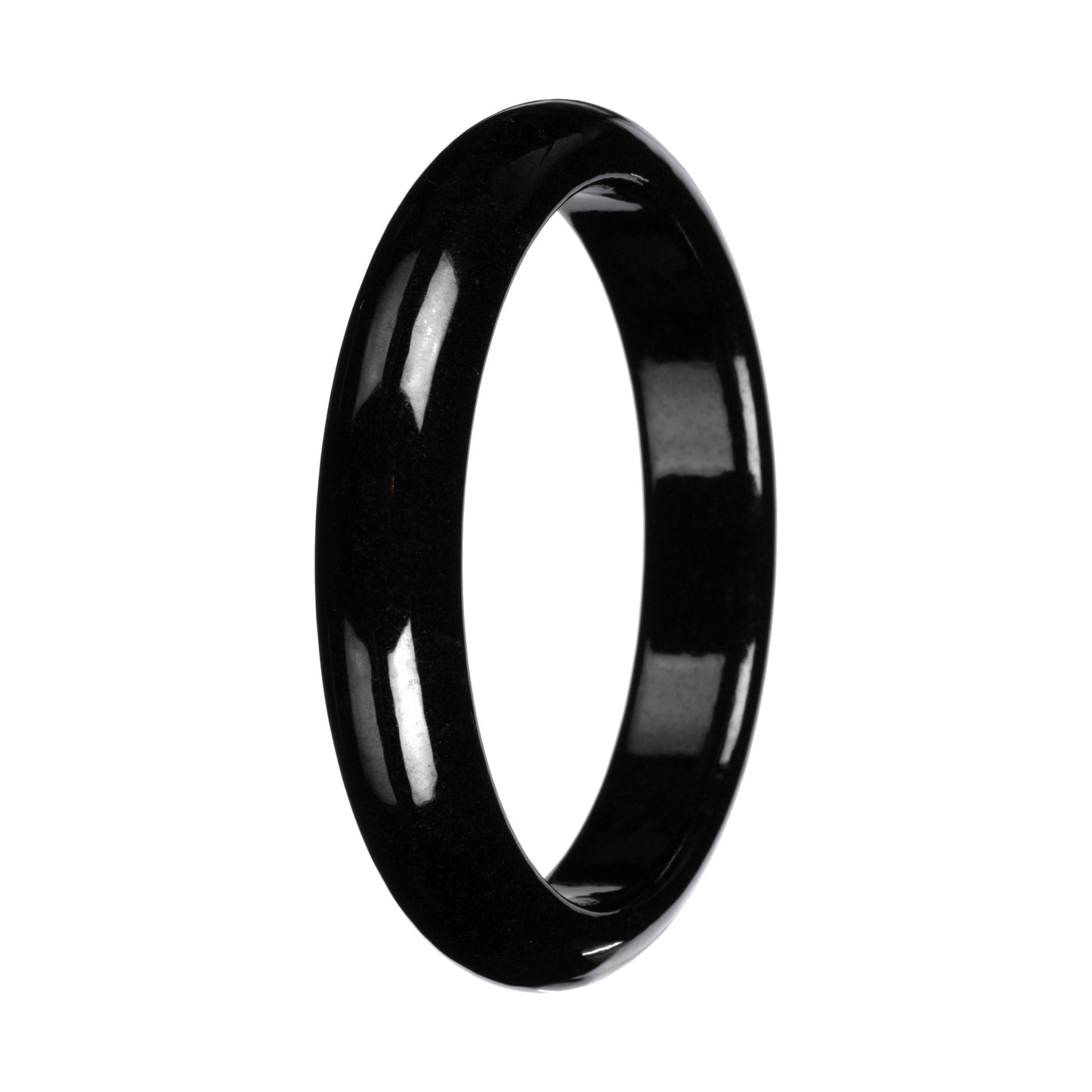 Black Jade Bangle Bracelet – 'The Midnight' Half Moon (54mm–61mm)