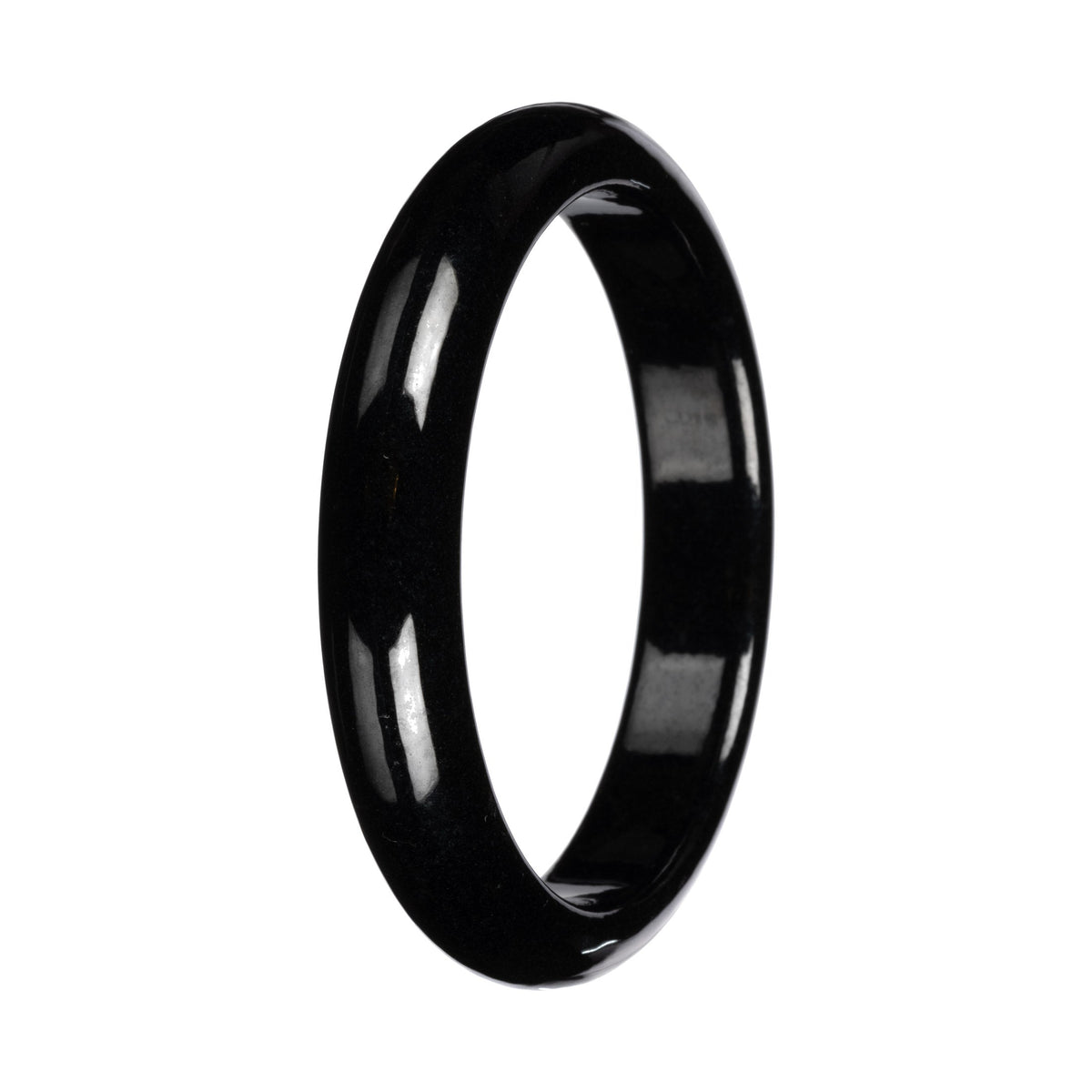 Black Jade Bangle Bracelet – 'The Midnight' Half Moon (54mm–61mm)