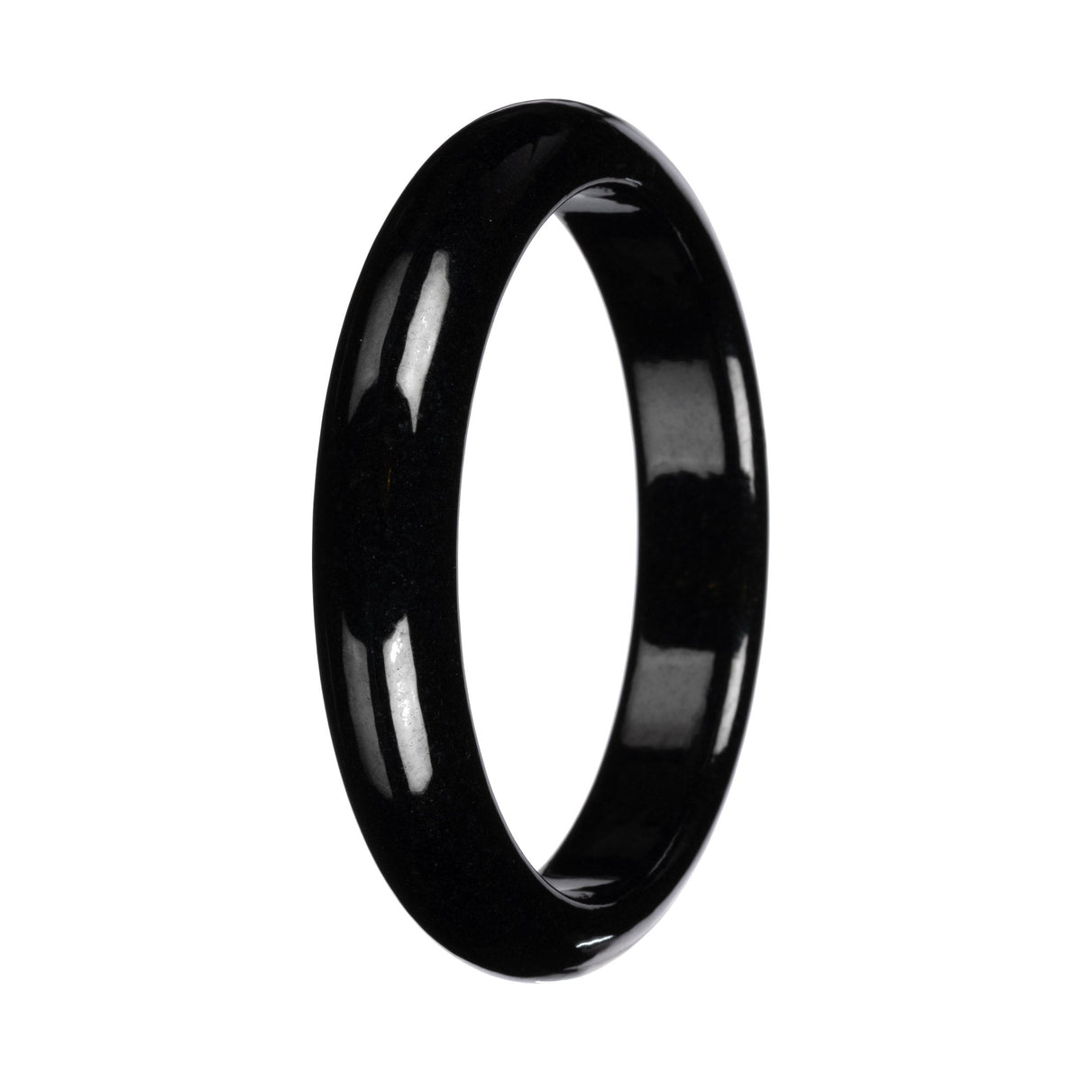 Black Jade Bangle Bracelet – 'The Midnight' Half Moon (54mm–61mm)