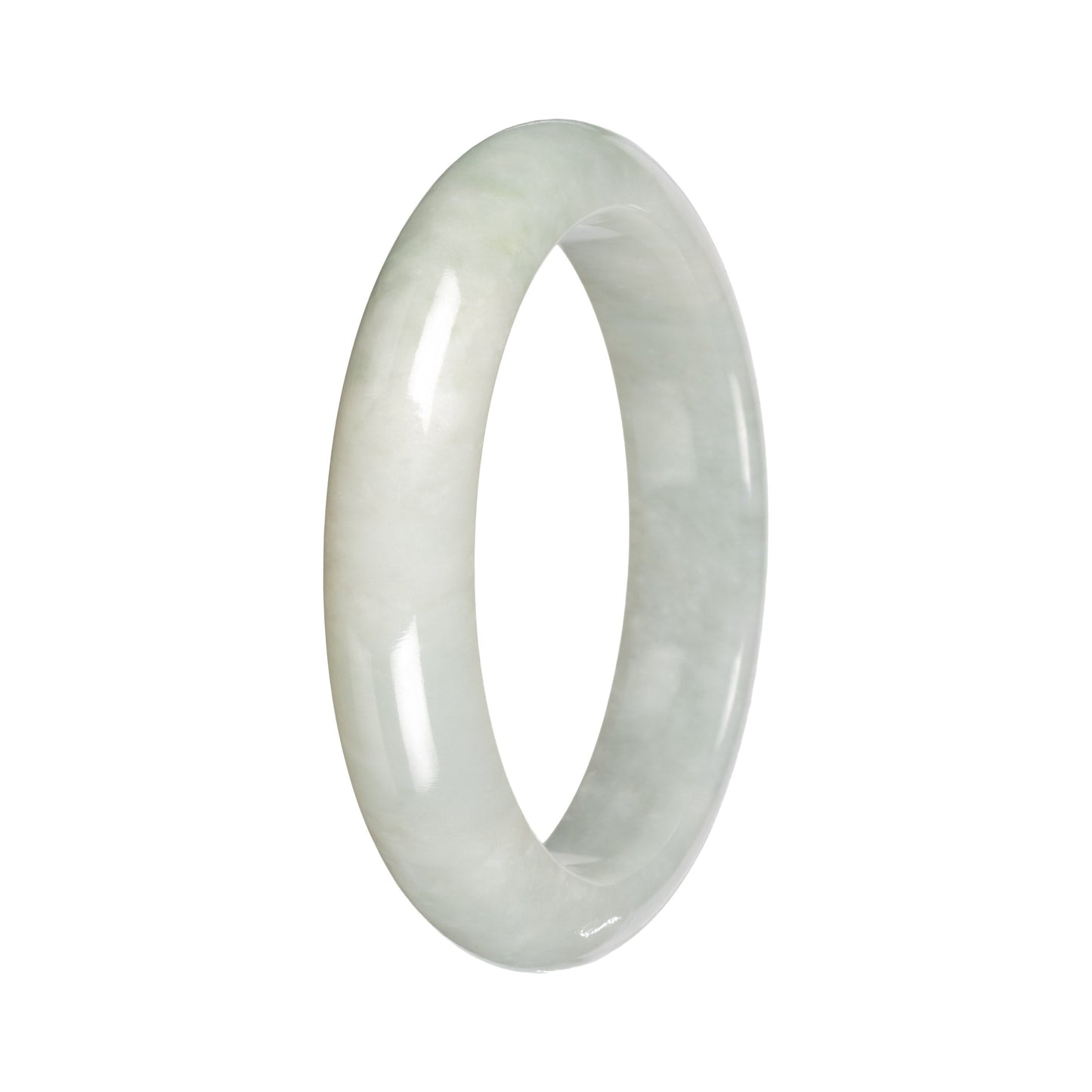 White Burmese Jade Bracelet – Half Moon (53mm–64mm)