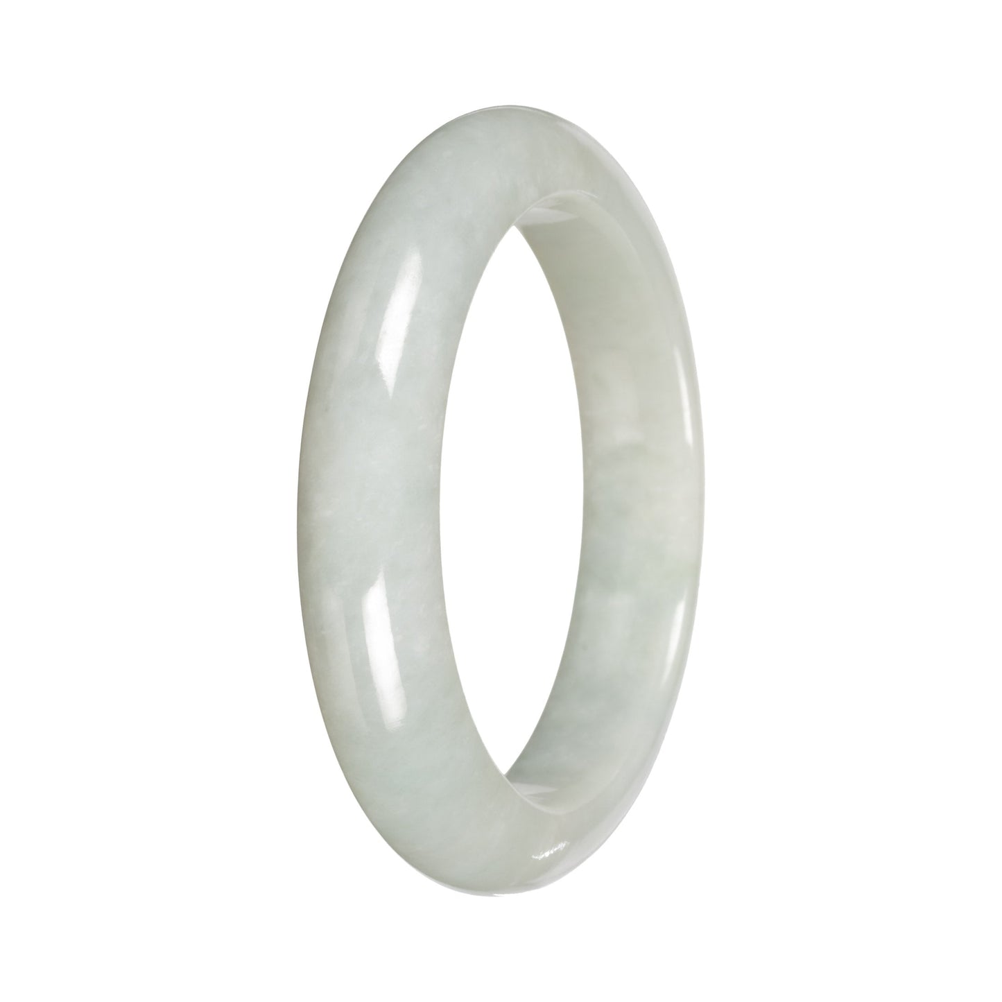 White Burmese Jade Bracelet – Half Moon (53mm–64mm)